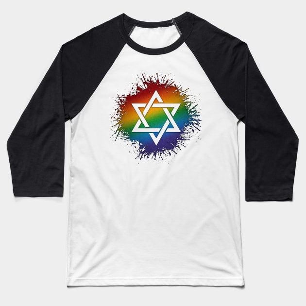 Rainbow Star of David Baseball T-Shirt by LiveLoudGraphics